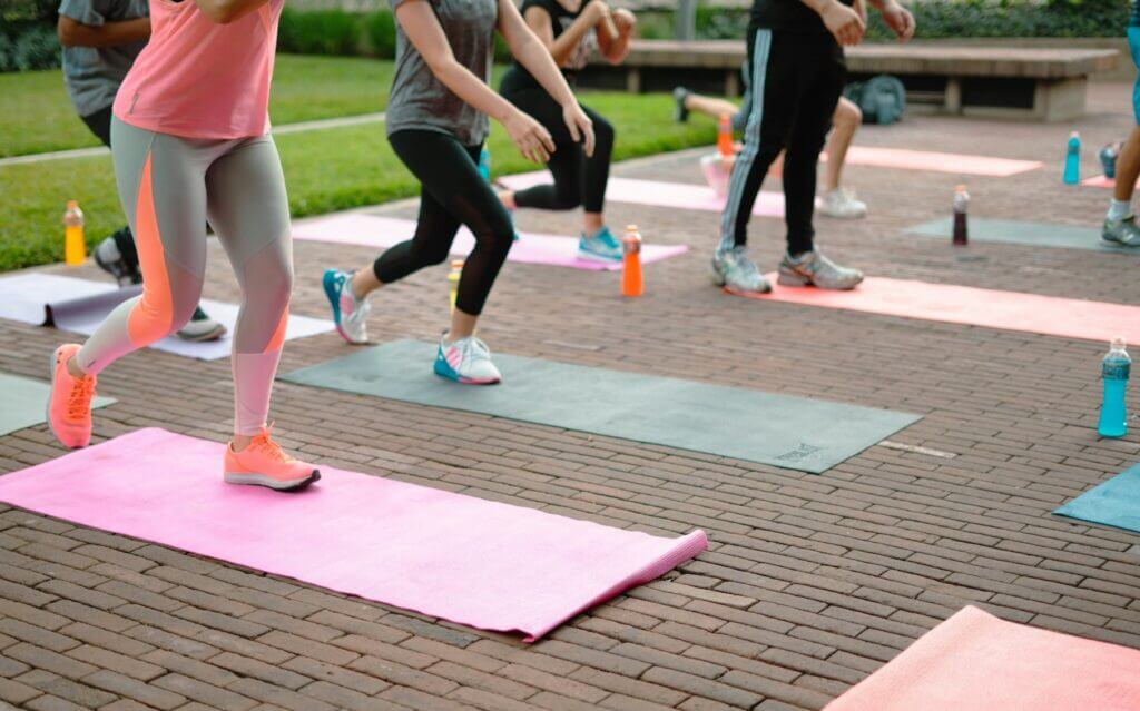 A group of women exercising